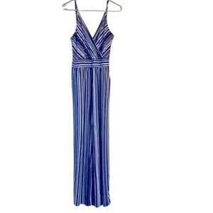 Kaileigh Blue & White Halter Jumpsuit - S